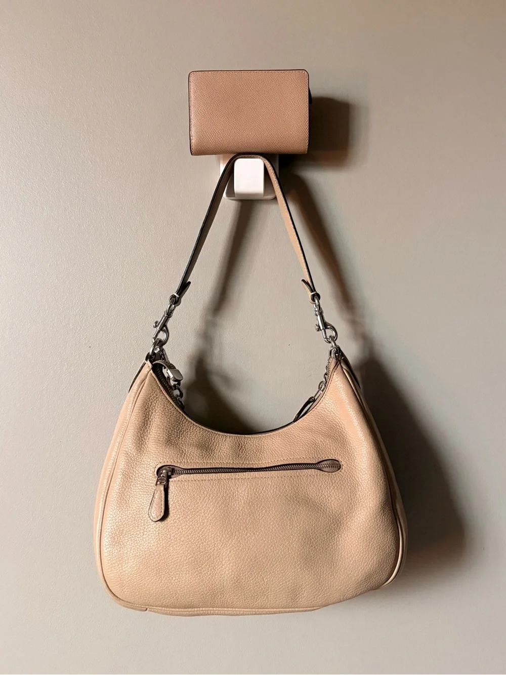Coach Taupe/Beige Pebbled Leather Teri Hobo with Matching Wallet